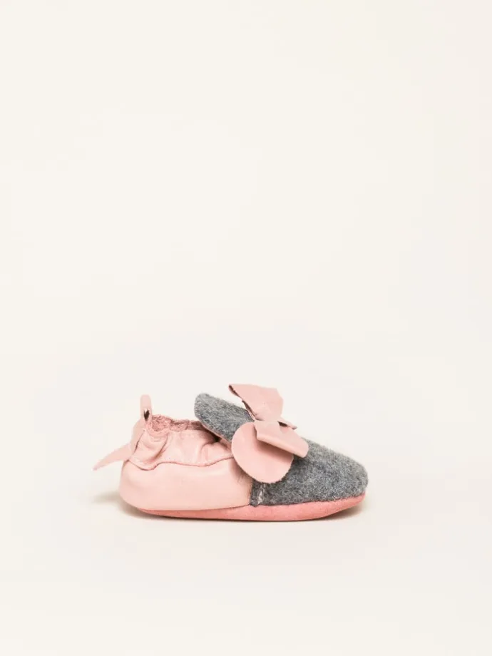 Krabbelschuhe Bow in grau