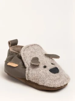 Krabbelschuhe Dog Face in beige