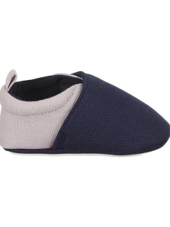 Krabbelschuhe in Dunkelblau/ Beige