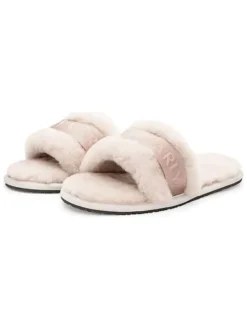 Lamfell-Hausschuhe in Rosa/ Creme