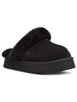 Lammfell-Hausschuhe "Disquette" in Schwarz
