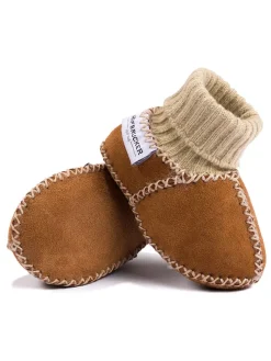 Lammfell-Hausschuhe in Hellbraun