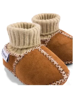 Lammfell-Hausschuhe in Hellbraun