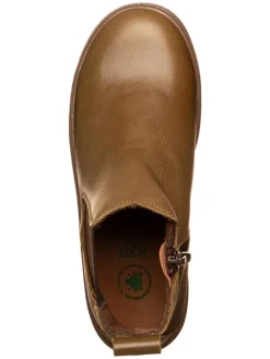 Leder Chelsea-Boots in Oliv