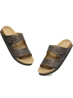Leder Sandalen Duck in Braunes geöltes Leder