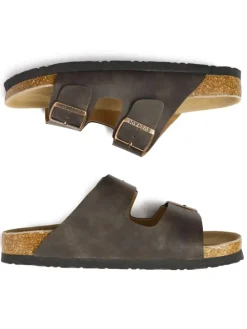 Leder Sandalen Duck in Braunes geöltes Leder