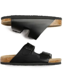 Leder Sandalen Duck in Schwarzes Leder
