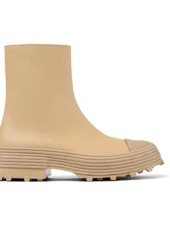 Leder-Ankle-Boots in Beige