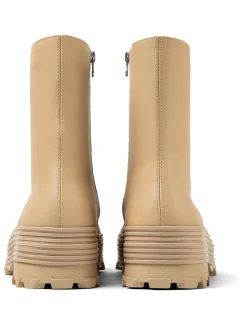 Leder-Ankle-Boots in Beige