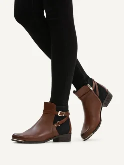 Leder-Ankle-Boots in Hellbraun