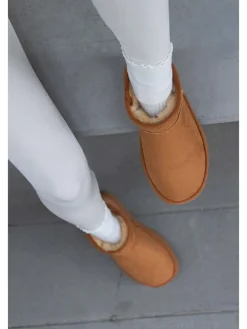 Leder-Ankle-Boots in Hellbraun