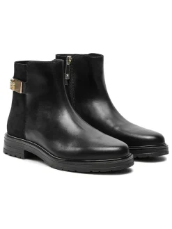 Leder-Ankle-Boots in Schwarz