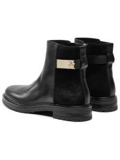 Leder-Ankle-Boots in Schwarz