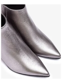 Leder-Ankle-Boots in Silber