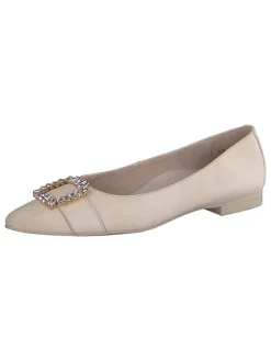 Leder-Ballerinas in Beige