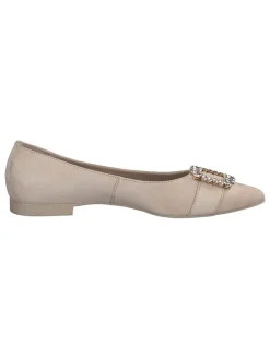 Leder-Ballerinas in Beige
