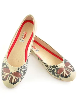 Leder-Ballerinas in Beige