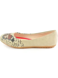 Leder-Ballerinas in Beige