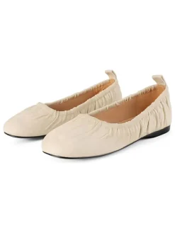 Leder-Ballerinas in Beige
