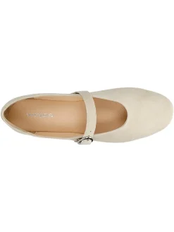 Leder-Ballerinas in Beige