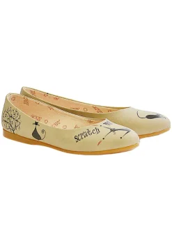 Leder-Ballerinas in Beige