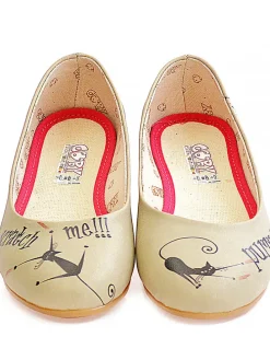 Leder-Ballerinas in Beige