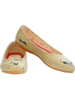 Leder-Ballerinas in Beige