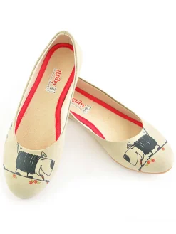 Leder-Ballerinas in Beige