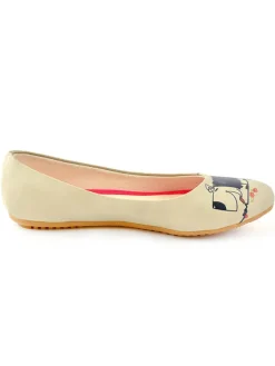 Leder-Ballerinas in Beige