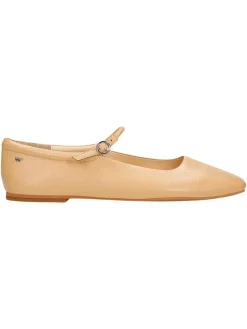 Leder-Ballerinas in Beige
