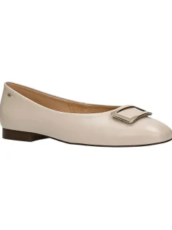 Leder-Ballerinas in Beige