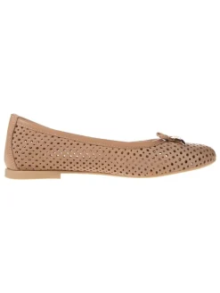 Leder-Ballerinas in Beige