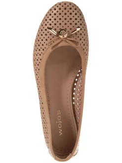 Leder-Ballerinas in Beige