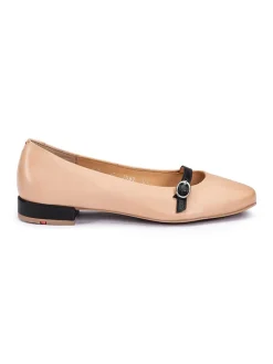 Leder-Ballerinas in Beige