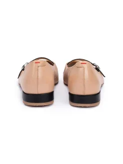 Leder-Ballerinas in Beige