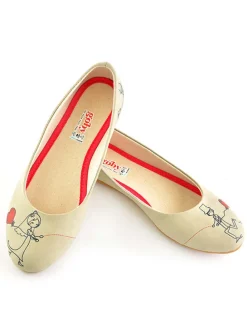 Leder-Ballerinas in Beige