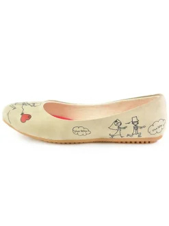 Leder-Ballerinas in Beige