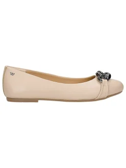 Leder-Ballerinas in Beige