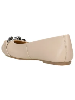Leder-Ballerinas in Beige