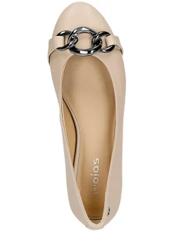 Leder-Ballerinas in Beige