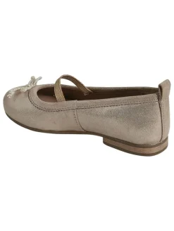 Leder-Ballerinas in Beige/ Gold