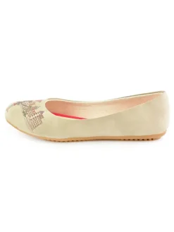 Leder-Ballerinas in Beige/ Bunt