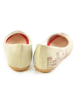 Leder-Ballerinas in Beige/ Bunt