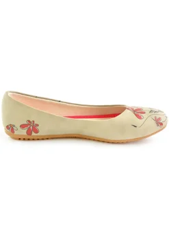 Leder-Ballerinas in Beige/ Rot