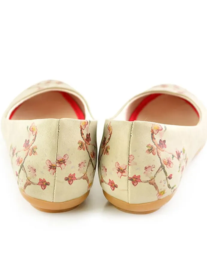 Leder-Ballerinas in Beige/ Rot