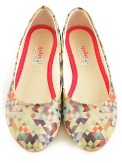 Leder-Ballerinas in Beige/ Bunt