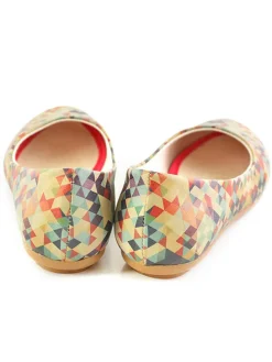 Leder-Ballerinas in Beige/ Bunt