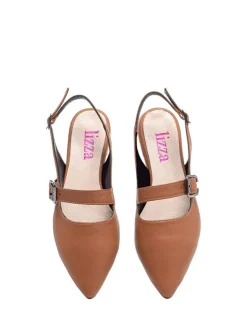 Leder-Ballerinas in Braun