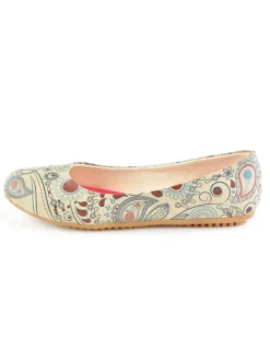 Leder-Ballerinas in Bunt/ Beige