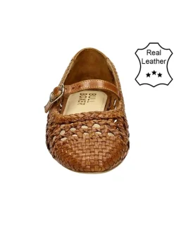 Leder-Ballerinas in Cognac